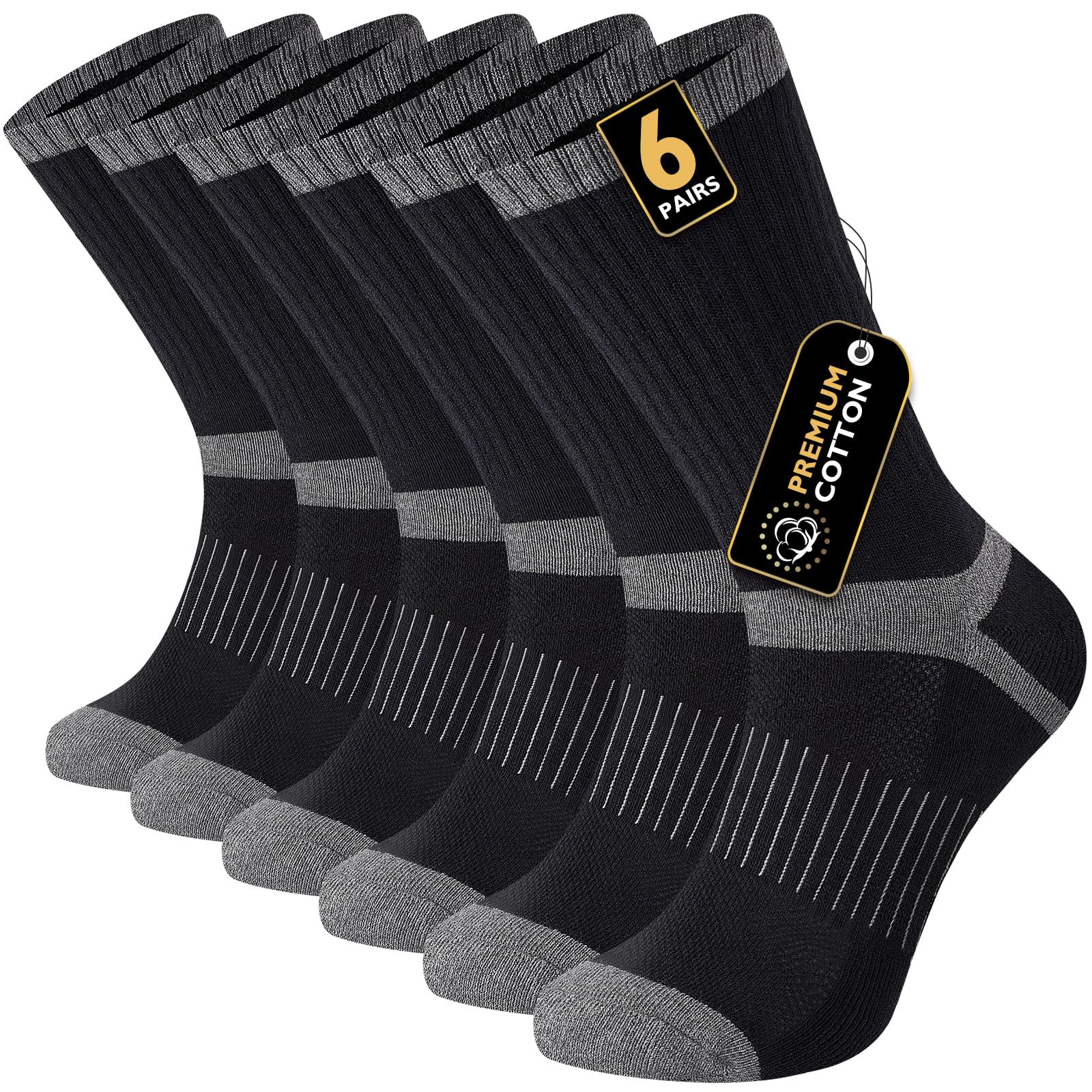 inaWarm Men's Breathable Cotton Sports Socks - Hiking and Running - Sizes 6-9/10-12/12/13-13/13-26
| inaWarm Men's Hiki
